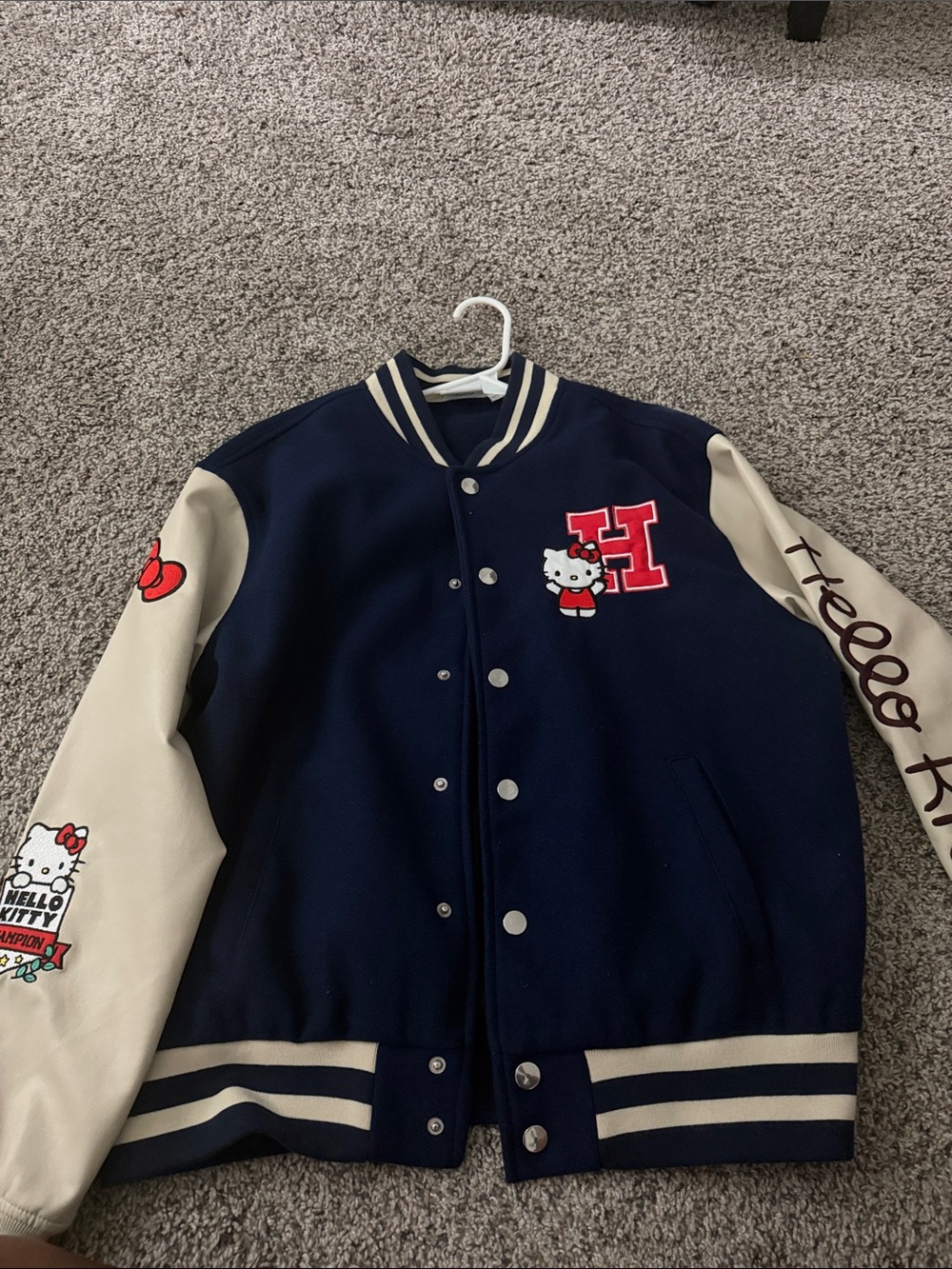 Hello Kitty Navy and Cream Varsity Letterman Jacket
